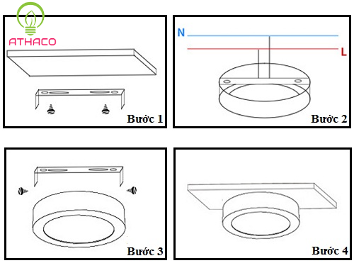 Cách lắp đặt đèn led ốp nổi 18W tròn