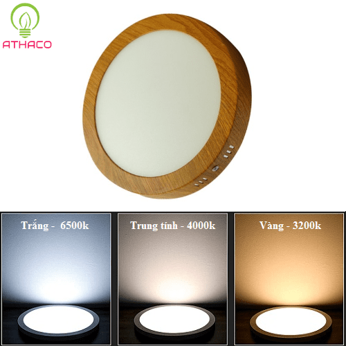 Đèn led ốp trần nổi vân gỗ AThaco