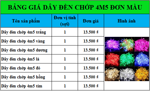 Dây đèn chớp nháy đơn màu 4m5