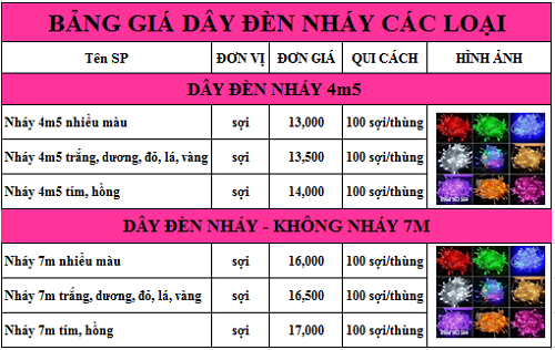 Giá dây đèn nháy tốt nhất tp.HCM