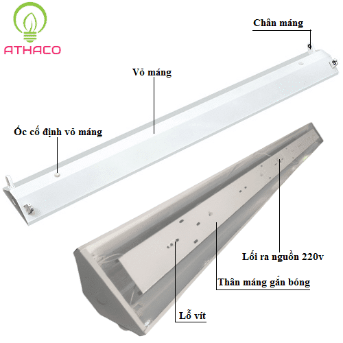 Máng đèn V Shape 1m2 đôi LED