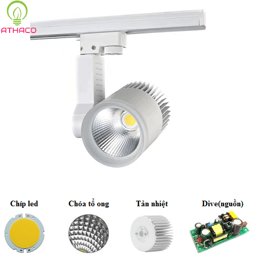 Đèn led rọi ray 20w 4000k ánh sáng trung tính