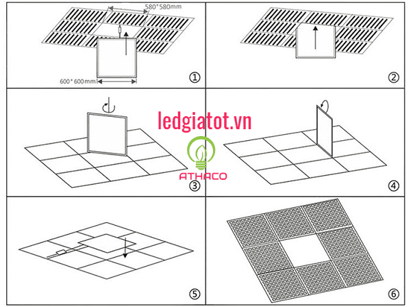 Hướng dẫn cách lắp đặt đèn led panel tấm cho trần thả