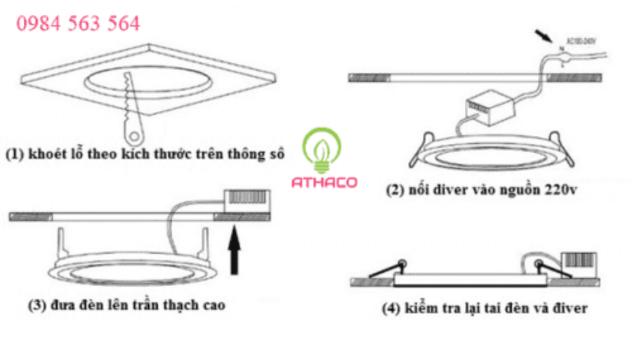 Hướng dẫn lắp đặt đèn led âm trần downlight