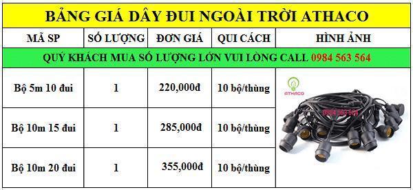 Bảng giá dây đui ngoài trời E27 tốt nhất thị trường