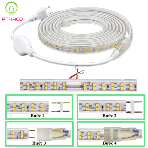 Cách lắp đặt led dây đuổi màu 2835 220V