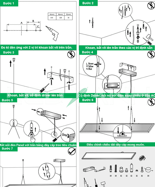 Mách bạn 3 loại phụ kiện lắp đặt đèn led panel chuyên dụng