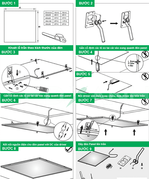 Mách bạn cách lắp đặt đèn led panel tấm cho mọi loại trần