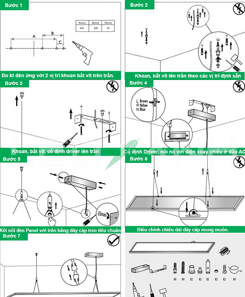 Mách bạn cách lắp đặt đèn led panel tấm cho mọi loại trần