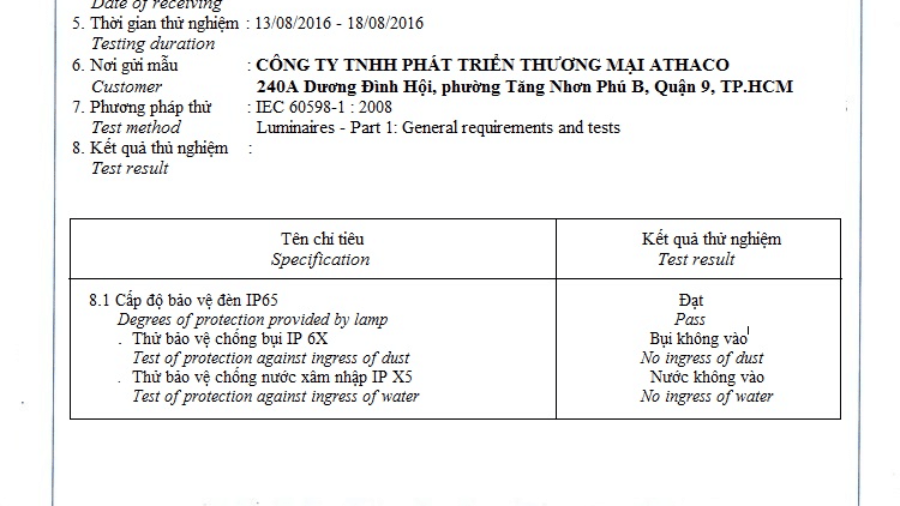 Giấy chứng nhận đèn chống thấm quan trọng không?