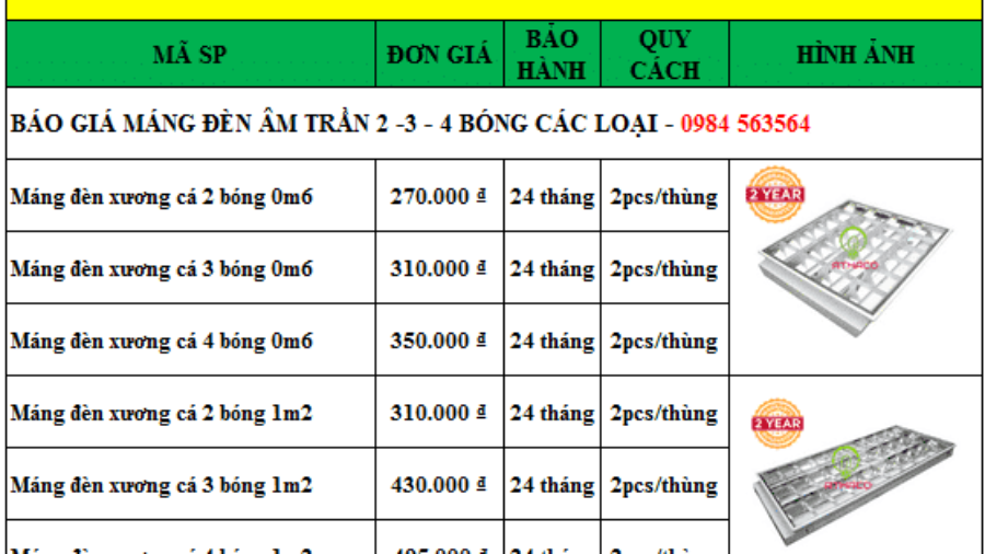 Báo giá máng đèn led âm trần chính hãng giá tốt nhất 2021