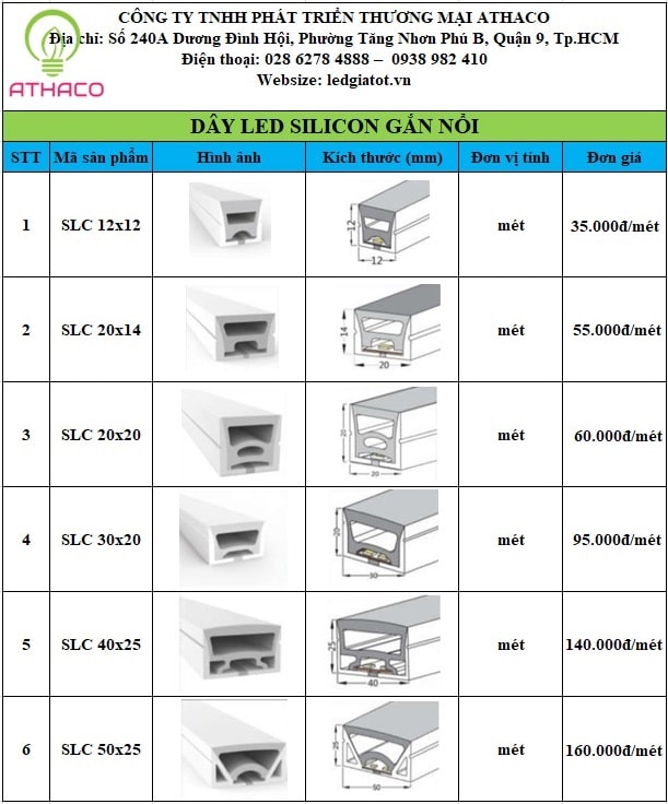 Đèn led Silicon dẻo uốn cong định hình