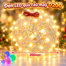 Đèn LED cầu mây D200 6 màu trang trí