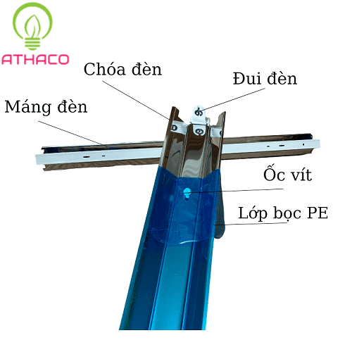 Máng đèn LED 0m6 chóa Inox đơn