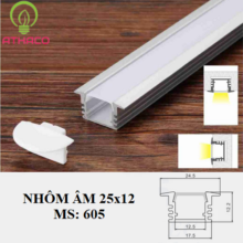 Đèn LED thanh nhôm Profile âm 605