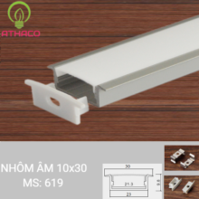 Đèn LED thanh nhôm Profile âm 619