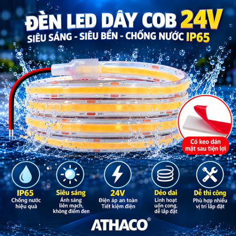 Đèn LED Dây 24V COB IP65 320L Chống Nước