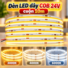 Đèn LED dây COB 24V cuộn 10m sáng liền mạch siêu sáng