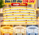 Đèn LED dây COB 24V cuộn 10m sáng liền mạch siêu sáng