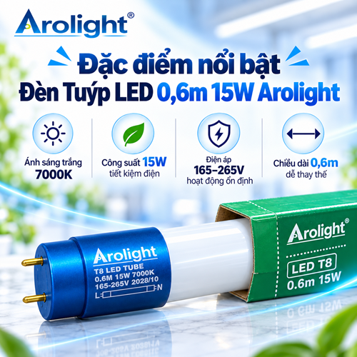 Ưu điểm nổi bật của đèn tuýp LED 0.6m 15W Arolight 