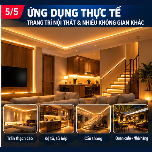 Ứng dụng của mẫu đèn LED dây 24V COB IP65